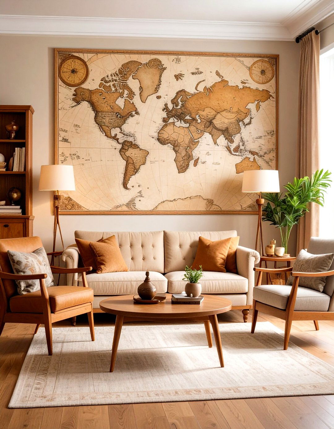 Vintage Map Wallpaper Treatments - 24 Steampunk Living Room Ideas