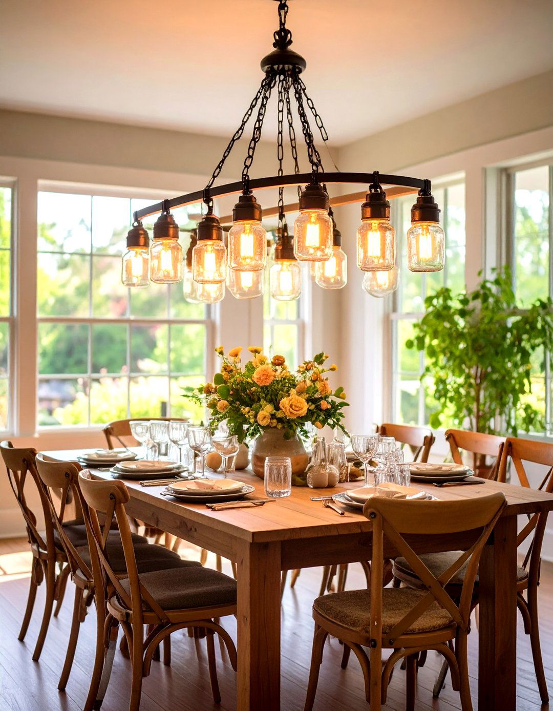 Vintage Mason Jar Chandeliers - 24 Rustic Dining Room Ideas