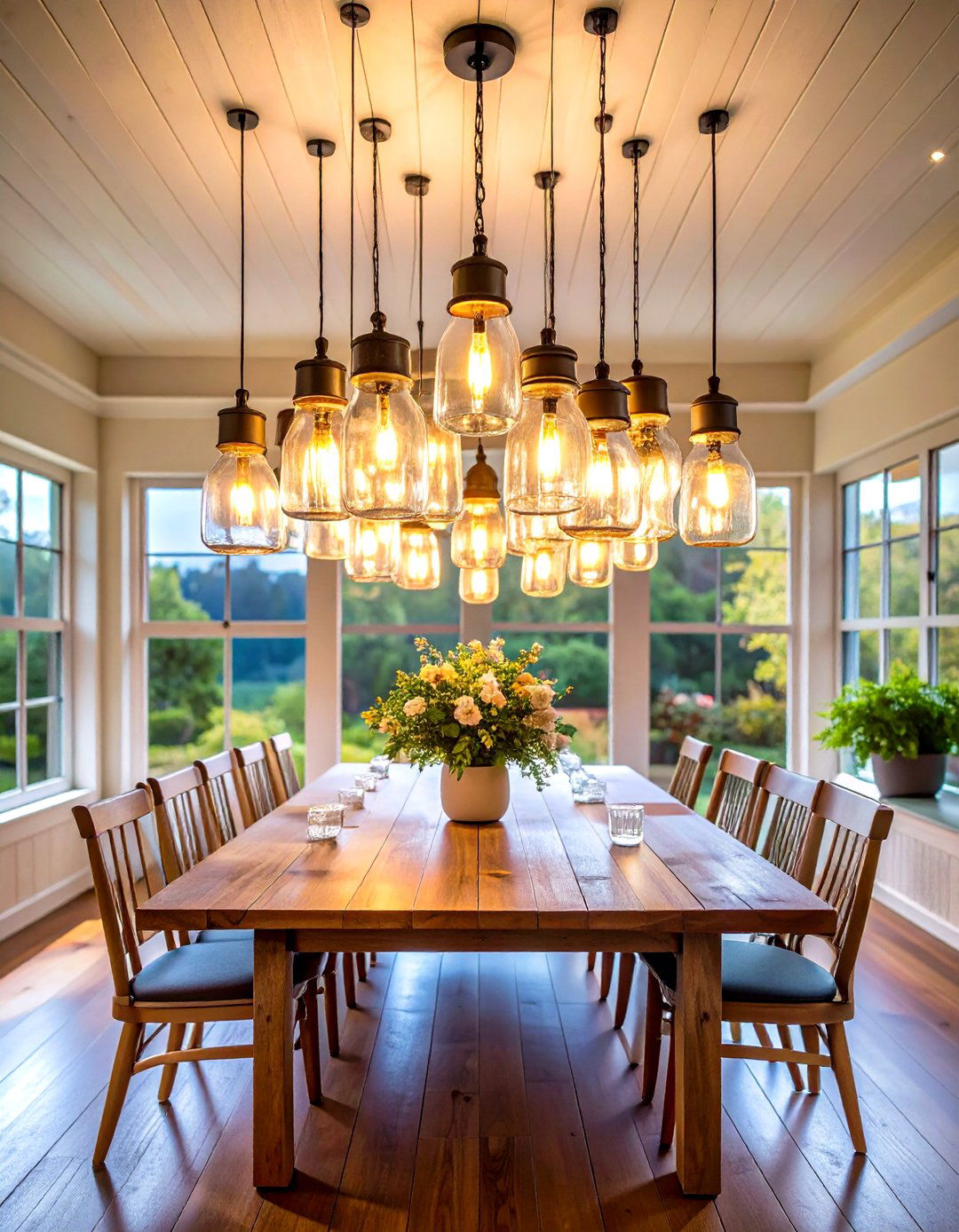 Vintage Mason Jar Lighting Fixtures - 24 cottage dining room ideas
