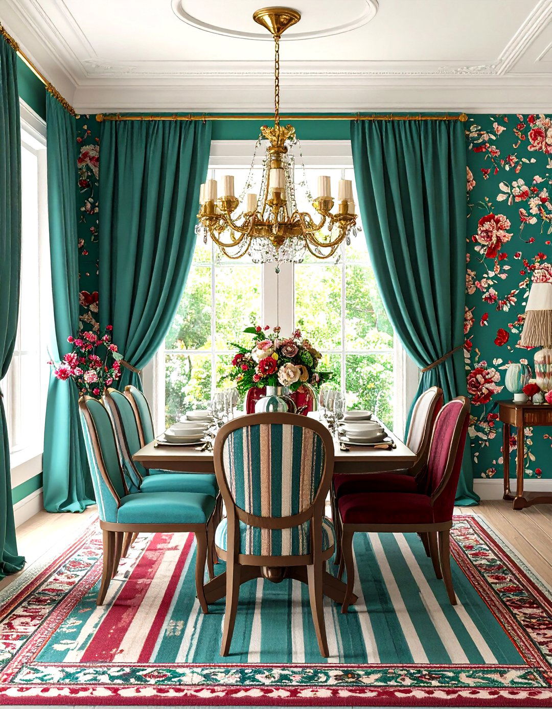 Vintage Maximalist Pattern Mix - 24 Colorful Dining Room Ideas