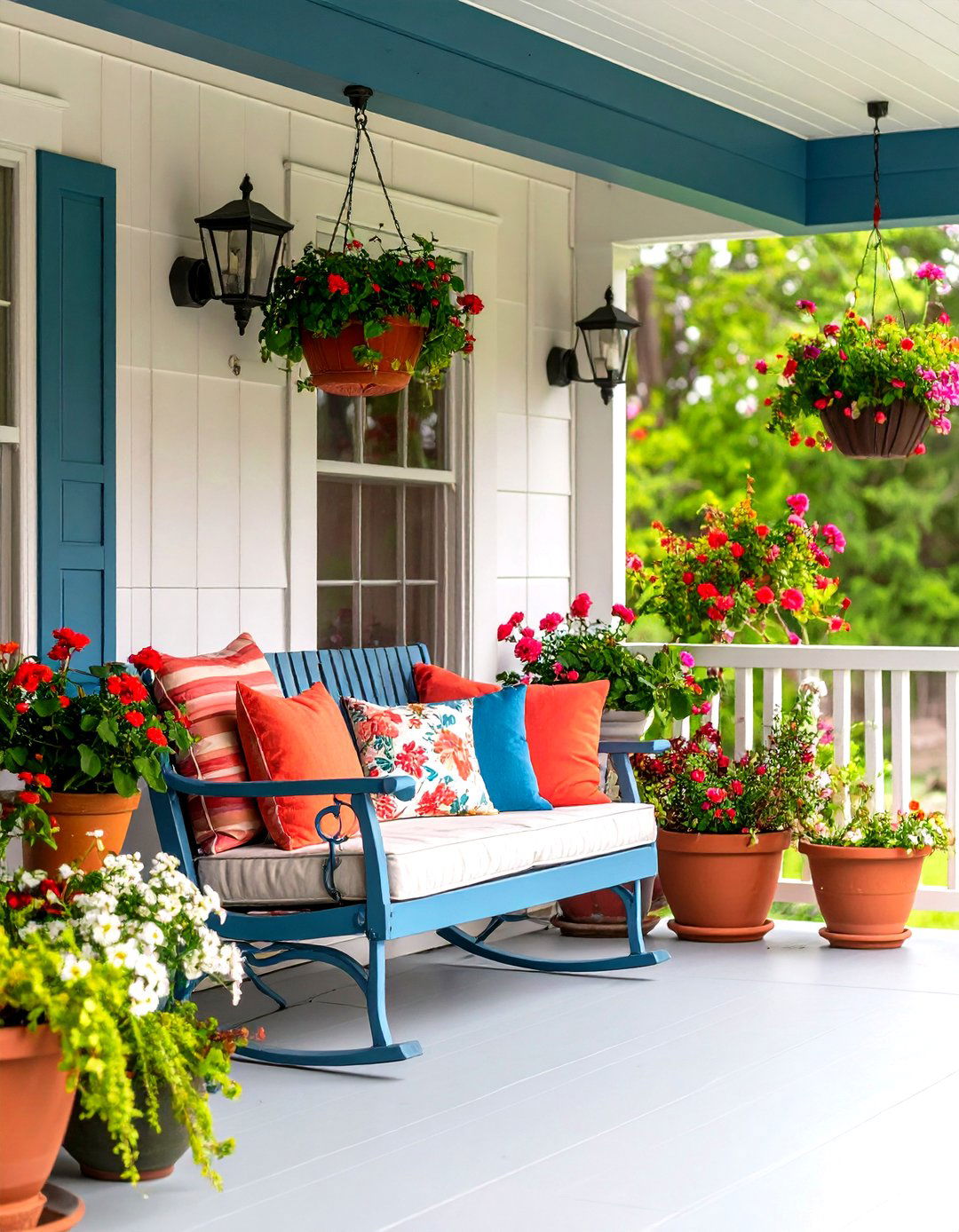 Vintage Metal Glider Bench - 24 Front Porch Bench Ideas