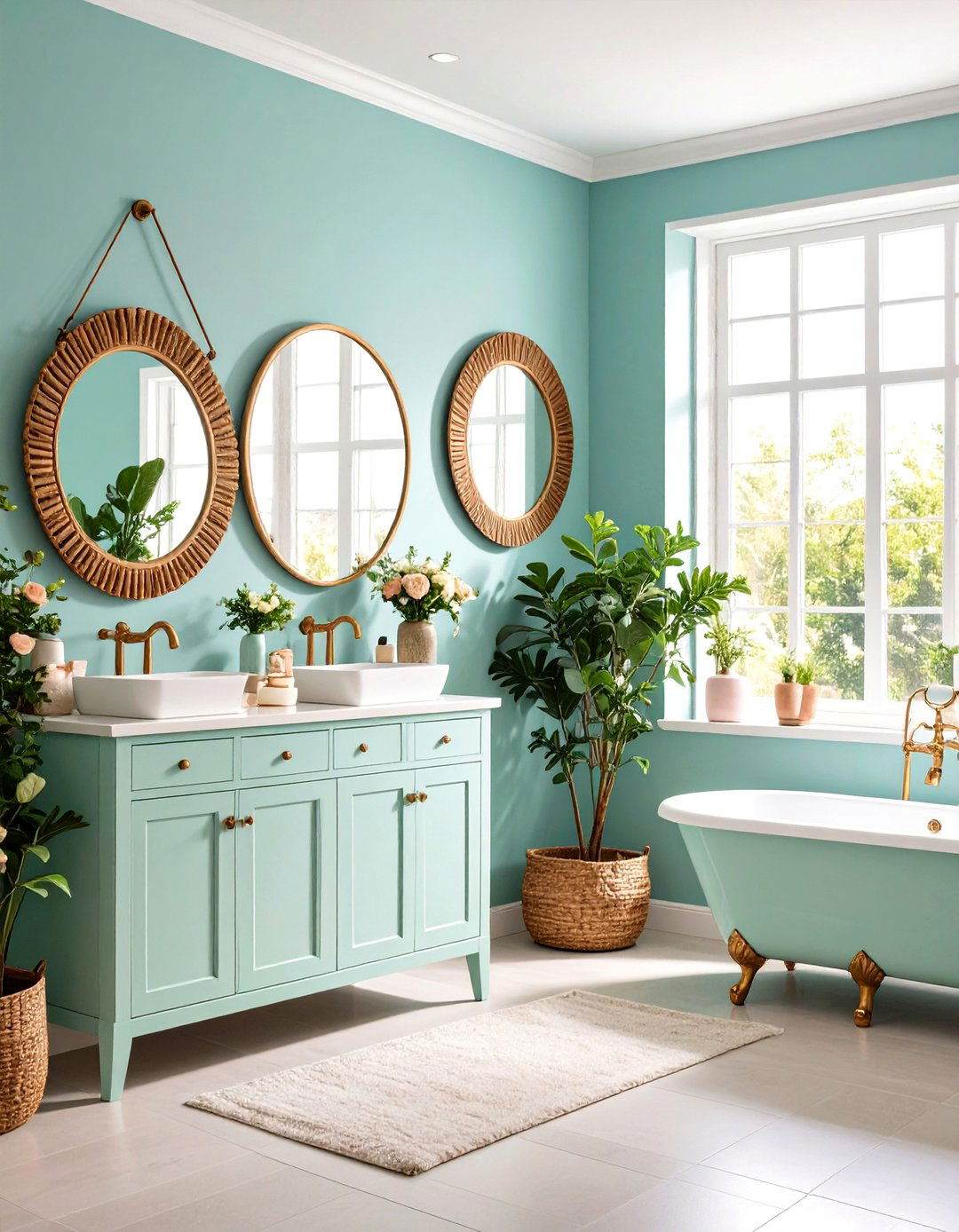 Vintage Mirror Collection Display - 24 Guest Bathroom Ideas