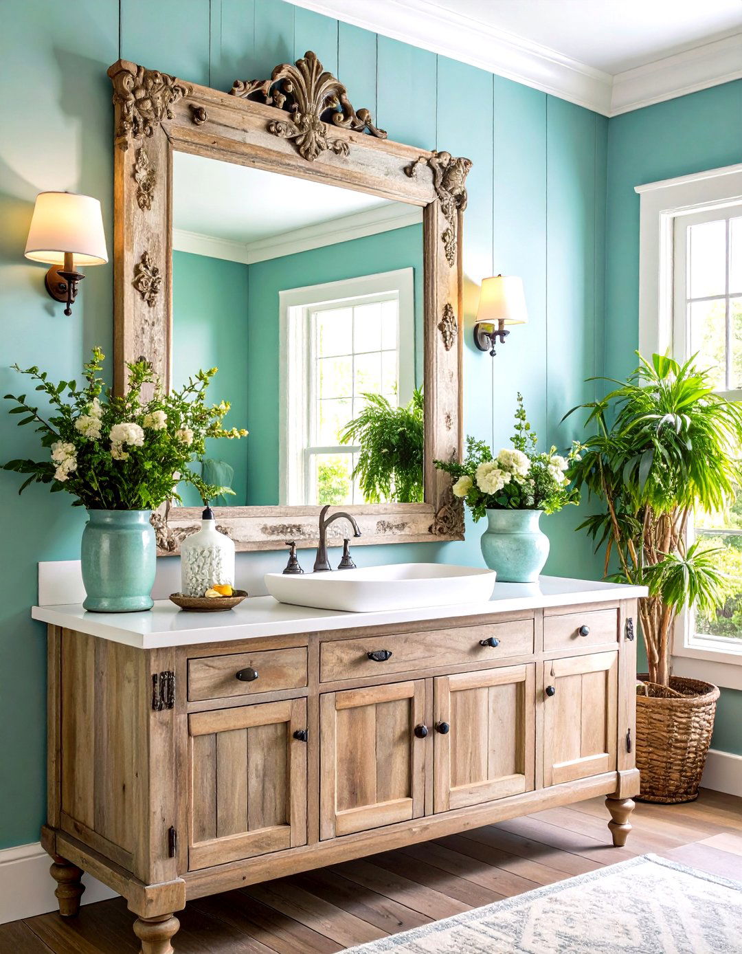 Vintage Mirror Frames - 24 Farmhouse Bathroom Ideas