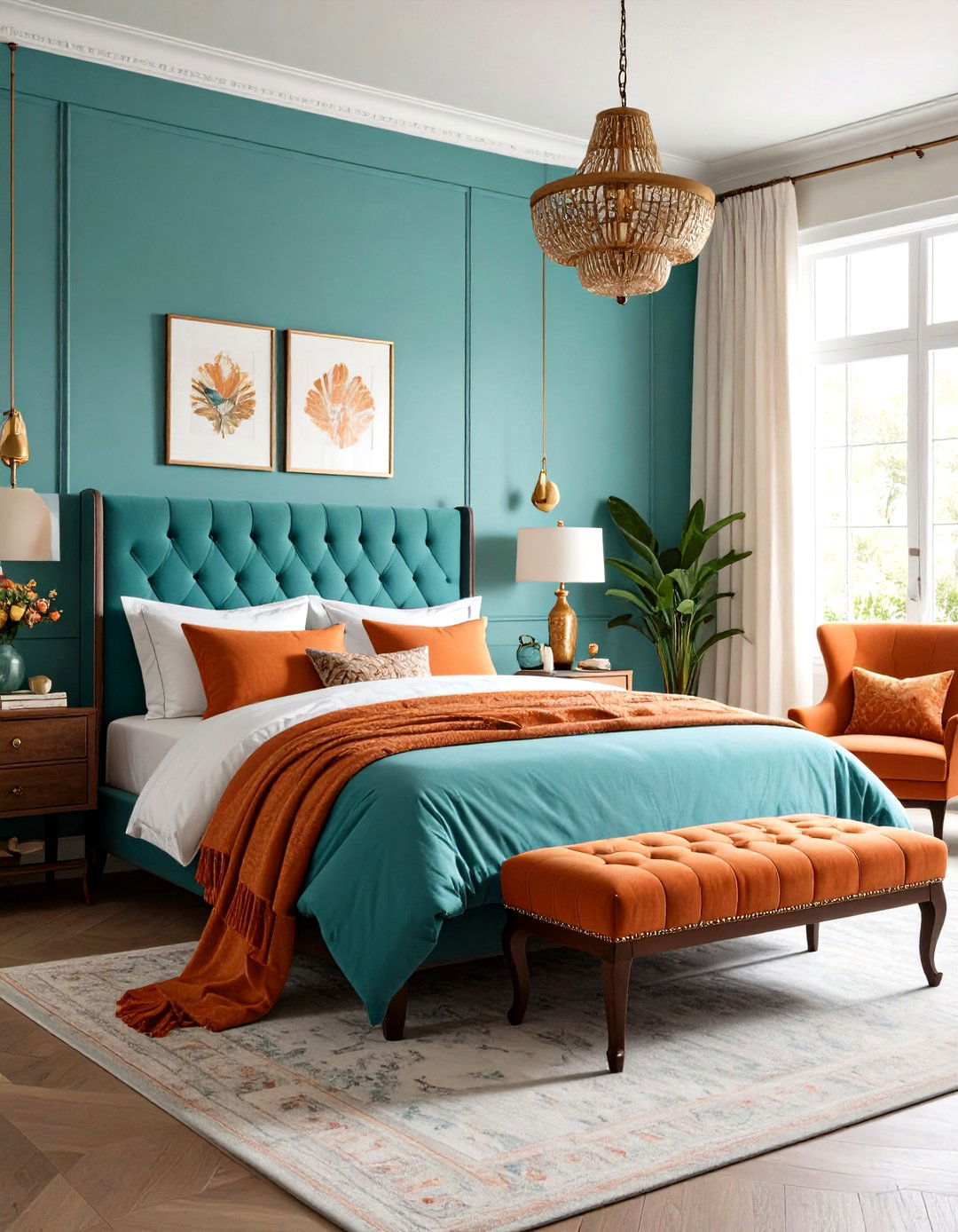 Vintage Modern Teal Orange Bedroom - 24 Teal and Orange Bedroom Ideas