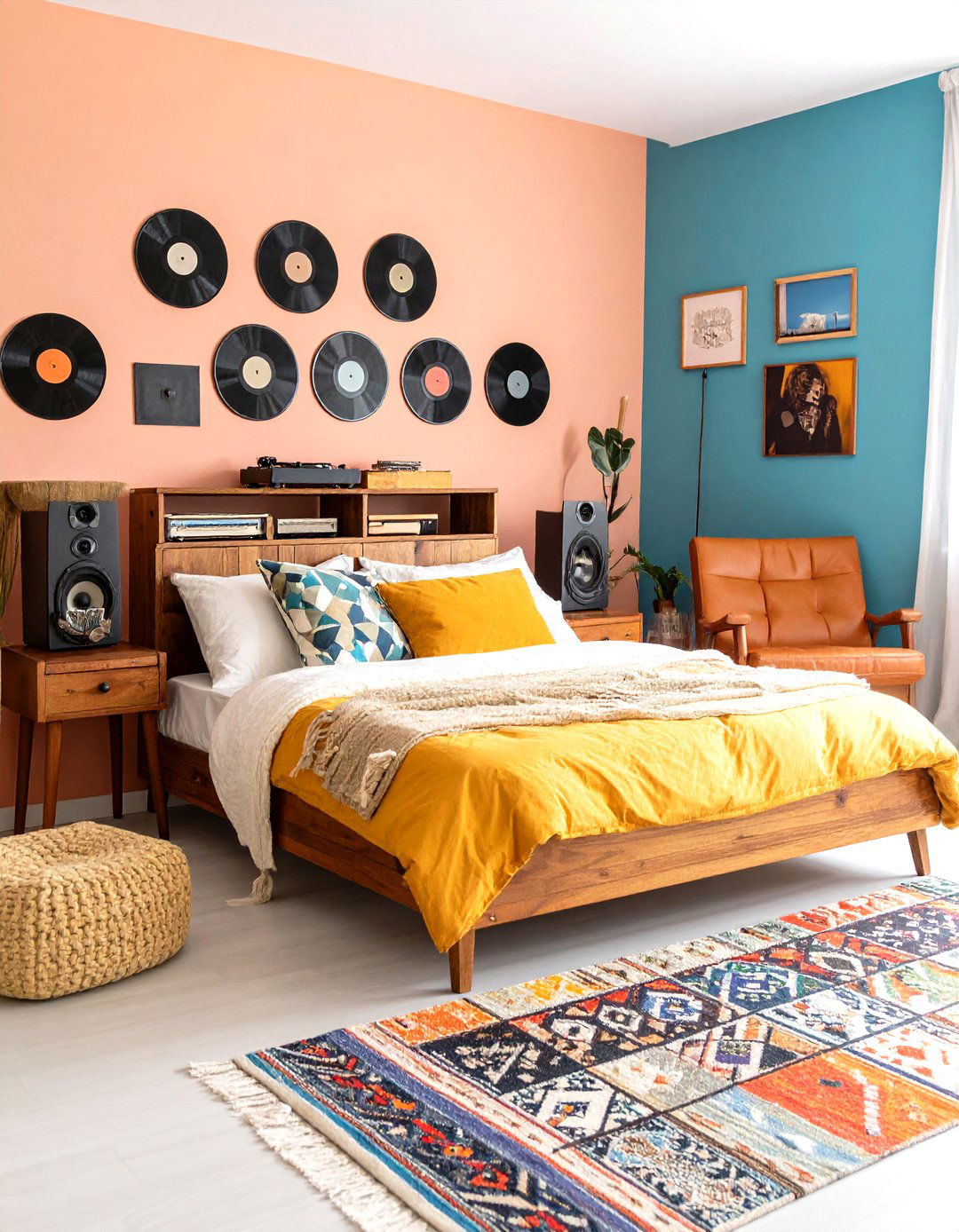 Vintage Music Lovers Room with Exposed Vinyl Collection - 24 Indie Room Ideas
