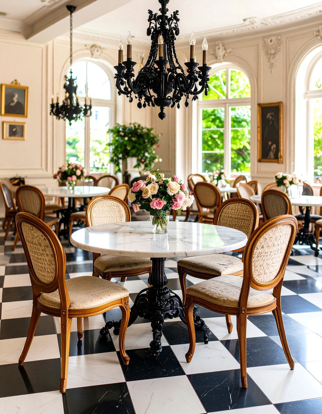 Vintage Parisian Cafe Black and White Theme - 24 Parisian Dining Room Ideas