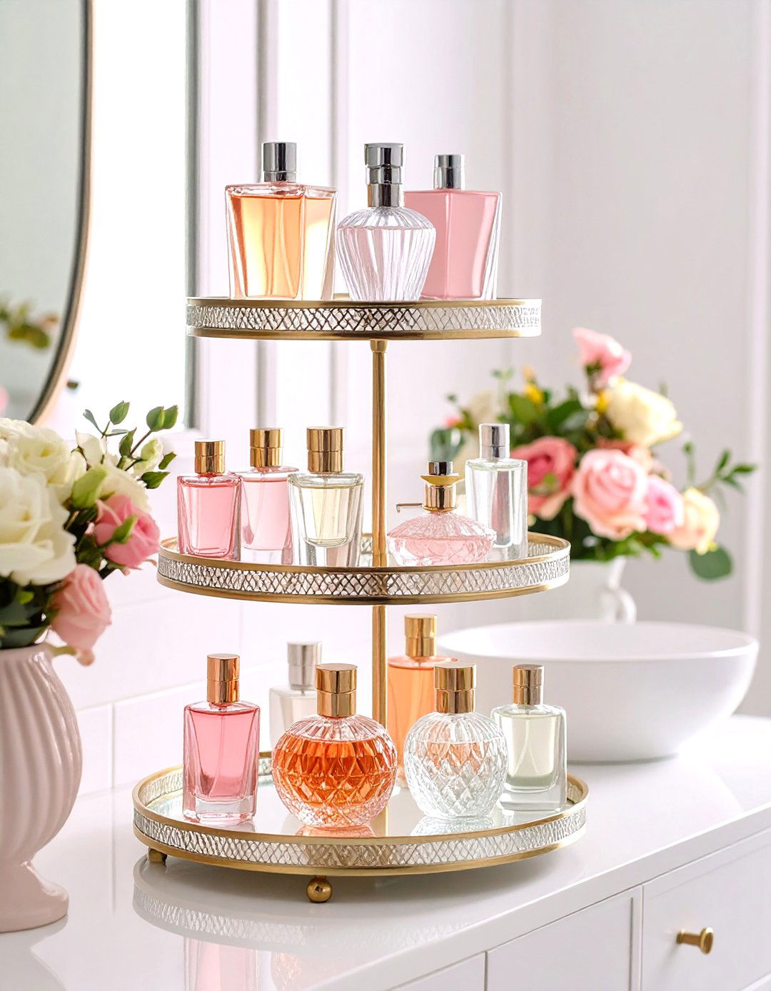 Vintage Perfume Display - 24 Romantic Bathroom Ideas