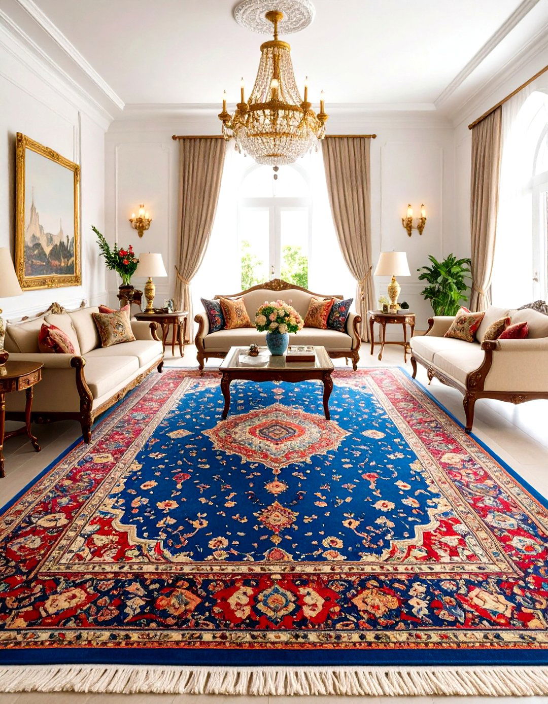 Vintage Persian Rug Foundation Living Room - 24 Mansion Living Room Ideas