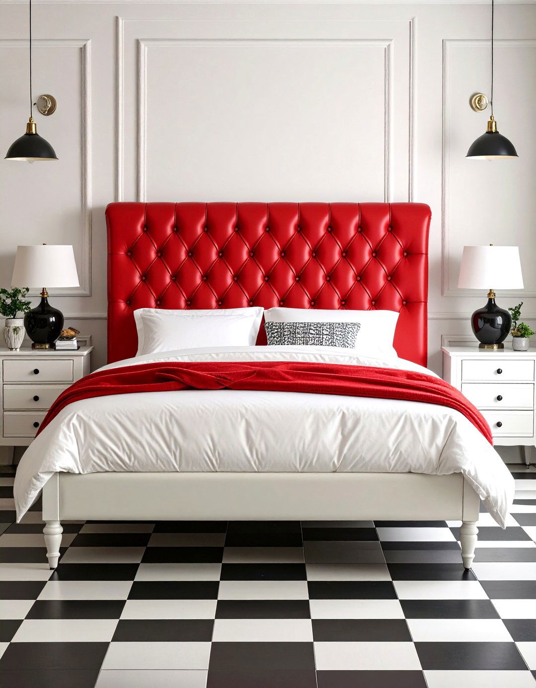 Vintage Pin Up Style Bedroom - 24 red black and white bedroom ideas