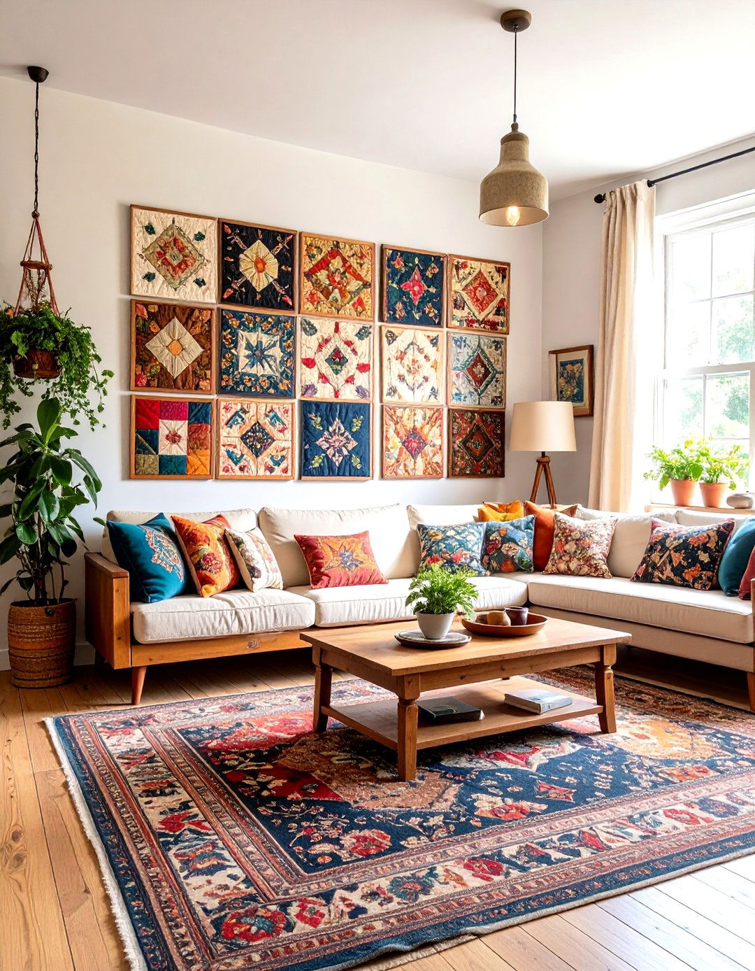 Vintage Quilt Wall Displays - 24 Small Rustic Living Room Ideas