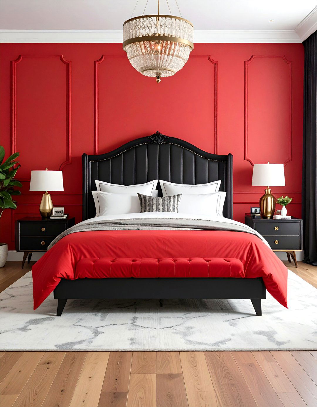 Vintage Retro Bedroom Design - 24 Red and Black Bedroom Ideas