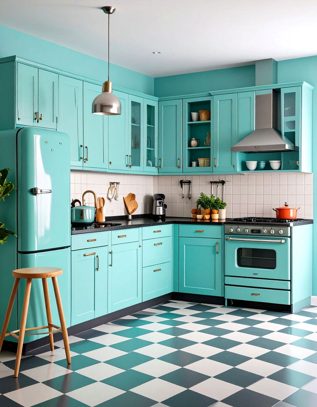 Vintage Retro Kitchen with Black Granite Updates - 24 Black Granite Countertops Kitchen Ideas