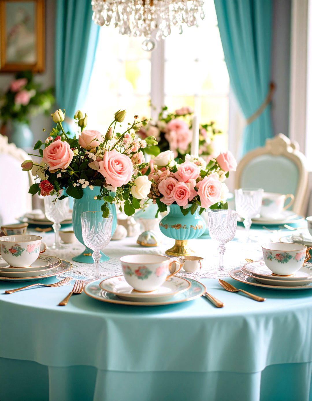 Vintage Romantic with Lace and Soft Pink Accents - 24 Round Table Decor Ideas