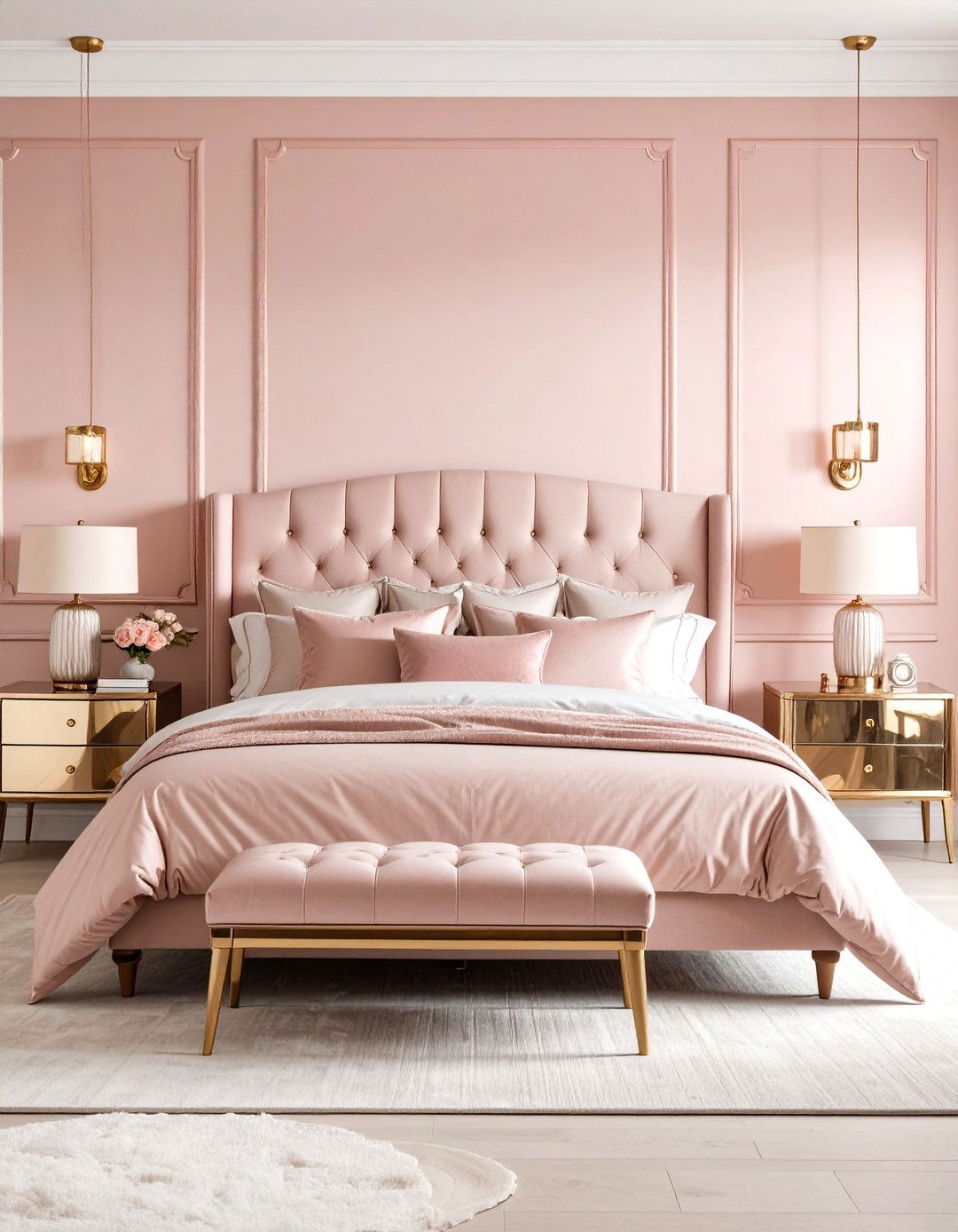 Vintage Rose Gold Metallic Bedroom Wall Accent - 24 Bedroom Wall Painting Ideas