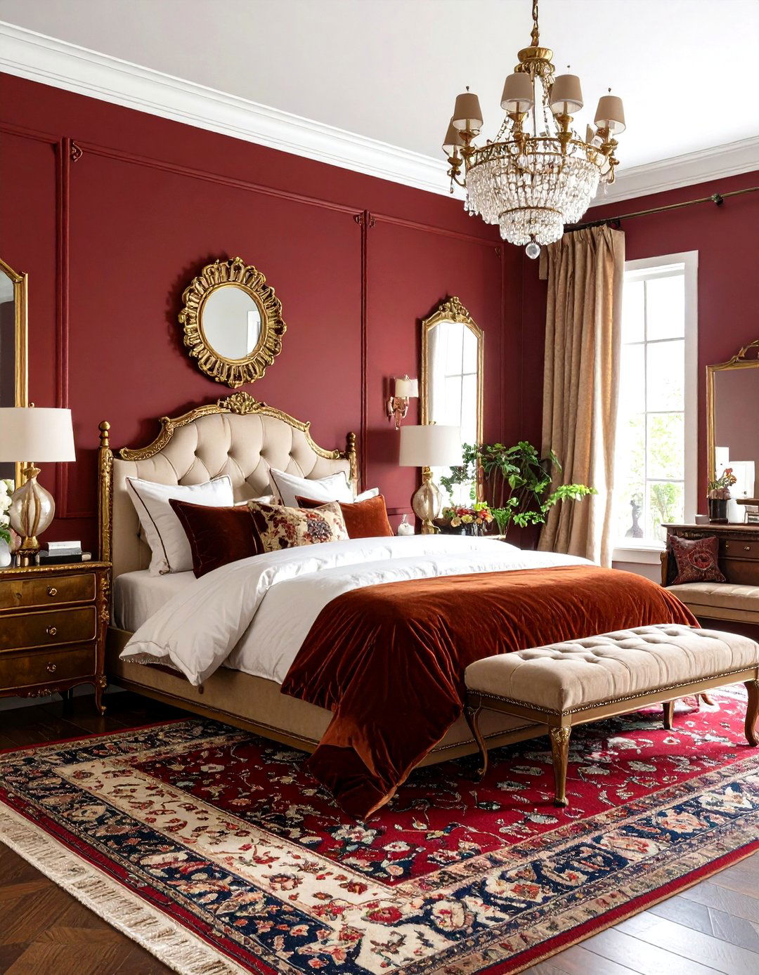 Vintage Rust Bedroom with Antique Brass - 24 Rust Bedroom Ideas