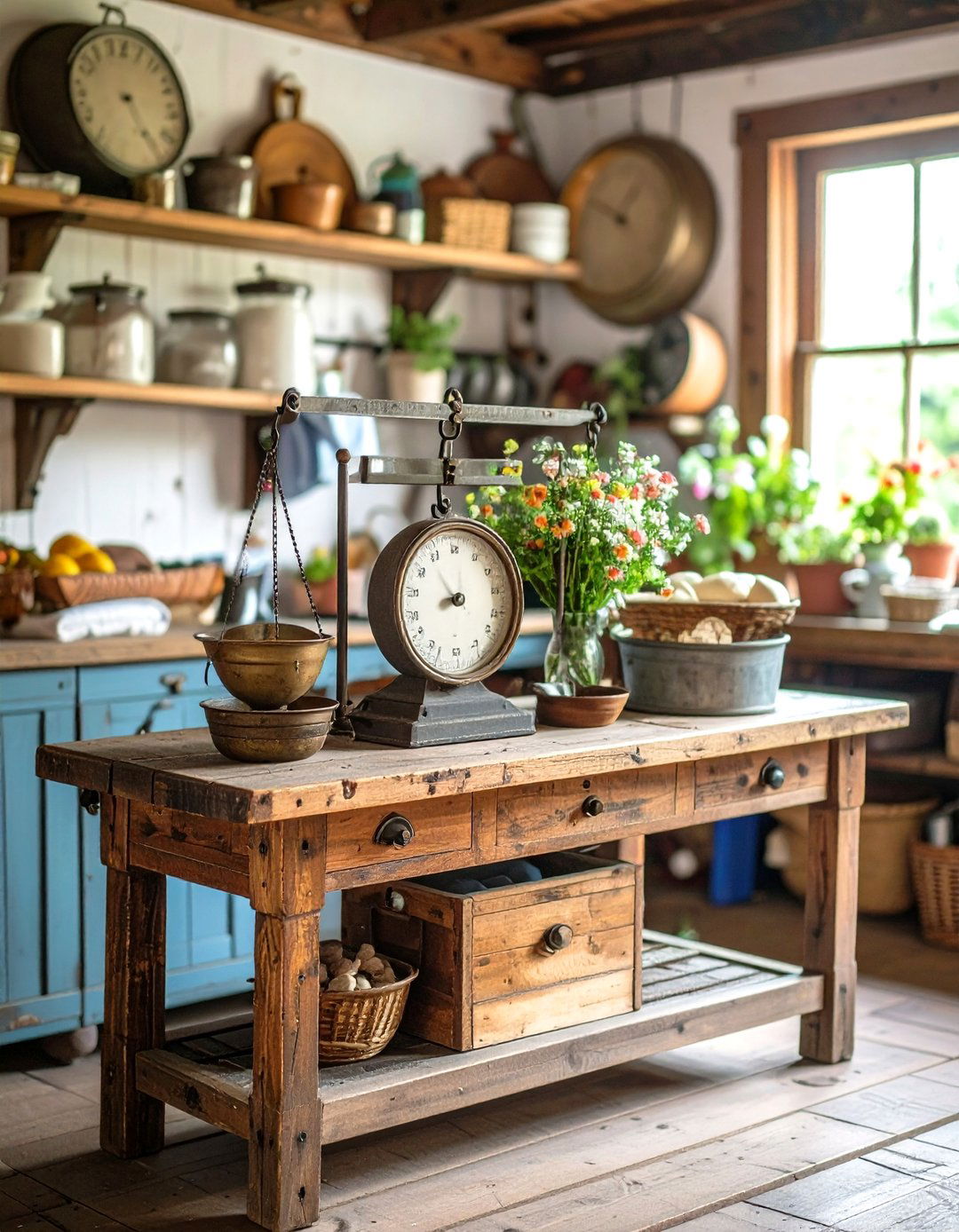 Vintage Scale Display Laundry Room - 24 Rustic Laundry Room Ideas