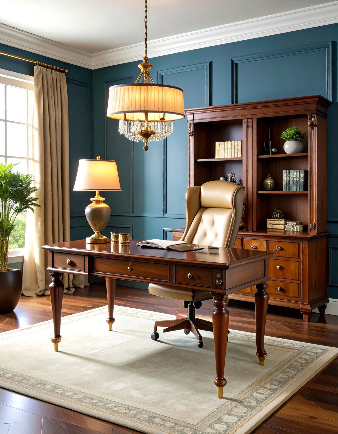 Vintage Secretary Desk Home Office with Antique Details - 24 Small Home Office Ideas