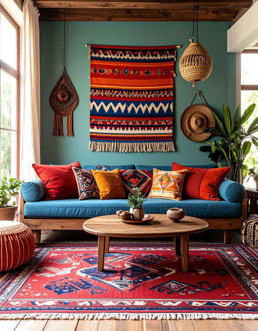 Vintage Serape Textile Living Room - 24 Southwestern Living Room Ideas