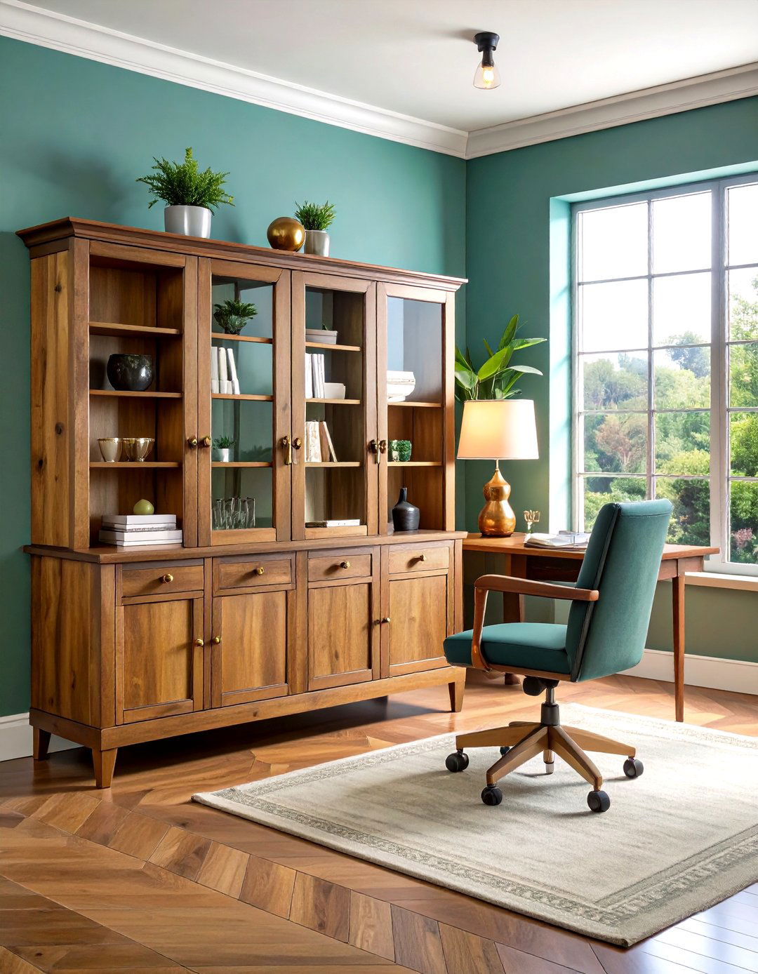 Vintage Storage Cabinet Organization - 24 Rustic Home Office Ideas