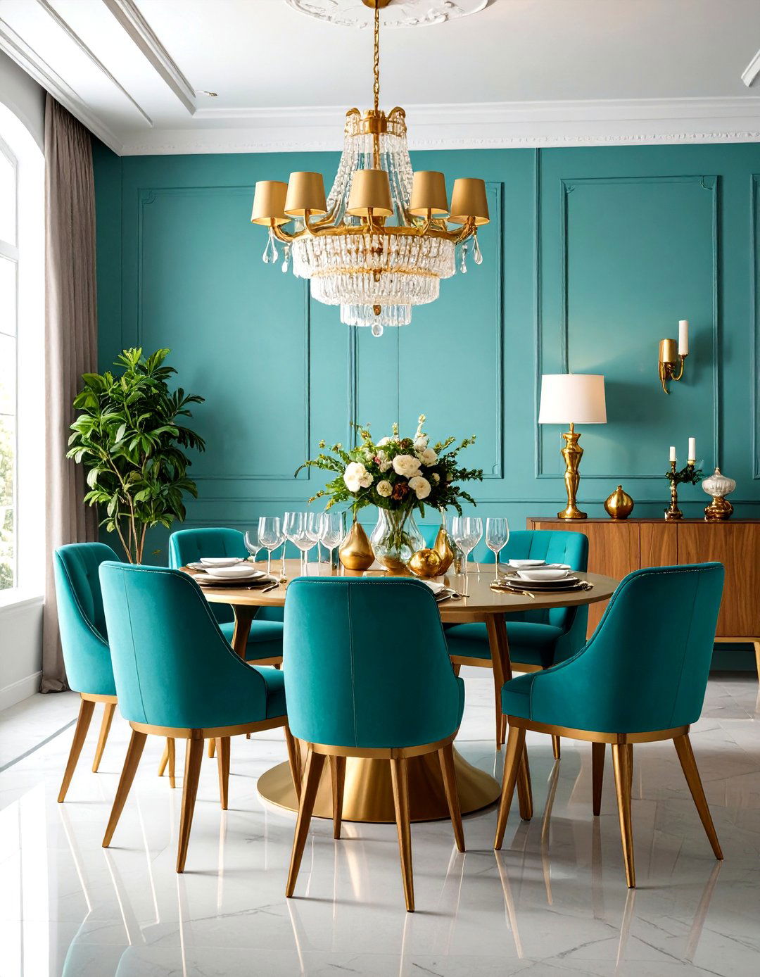 Vintage Teal and Brass Classic Elegance - 24 Teal Dining Room Ideas