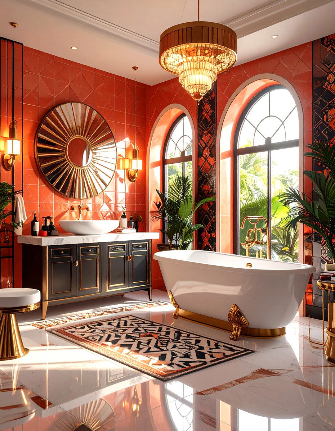 Vintage Terracotta Art Deco Revival - 24 Terracotta Bathroom Ideas
