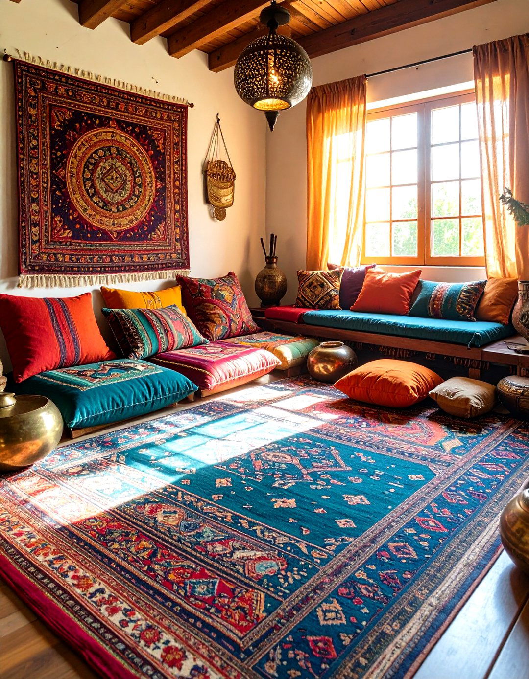 Vintage Textile Meditation Corner - 24 Colorful Boho Decor Ideas