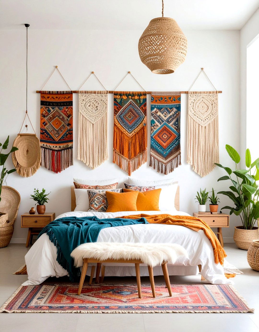 Vintage Textile Tapestry Wall - 24 Boho Wall Decor Ideas