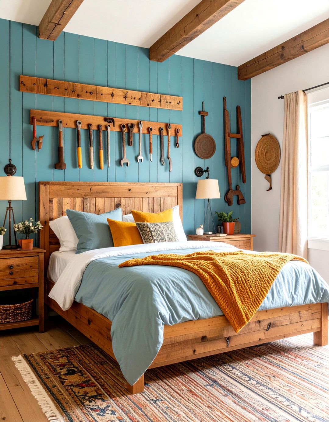Vintage Tool Wall Decor - 24 Rustic Bedroom Ideas