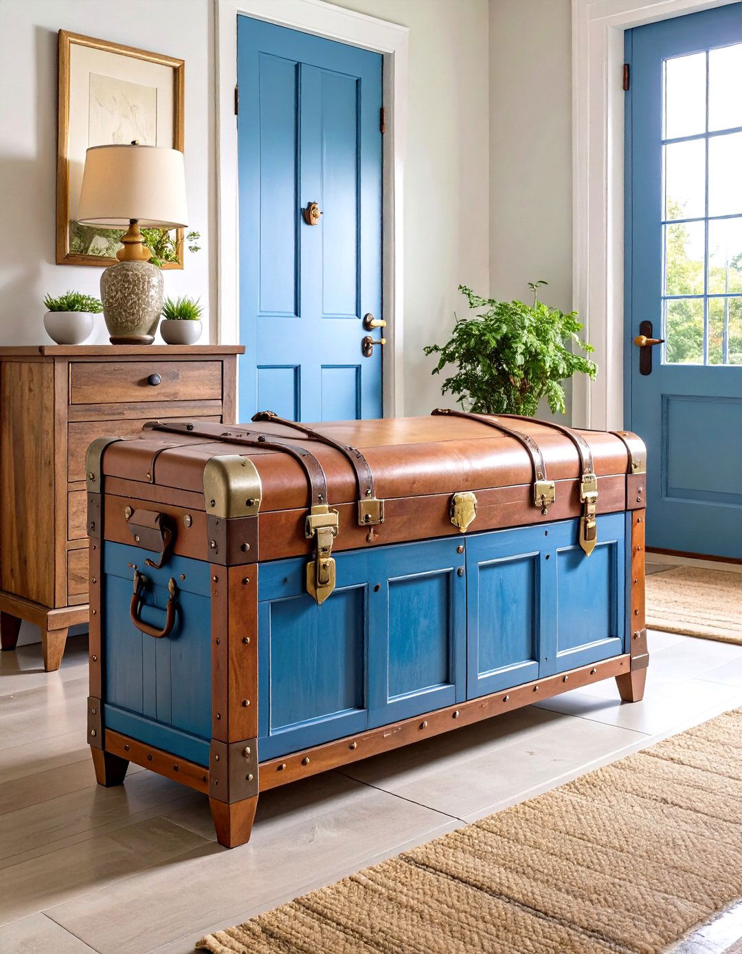 Vintage Trunk Entryway Bench - 24 Entryway Bench Ideas
