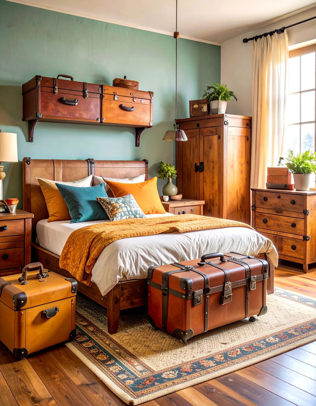 Vintage Trunk Storage Bedroom - 24 Cottagecore Bedroom Ideas