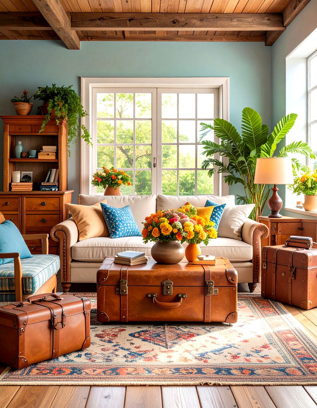 Vintage Trunk Storage Living Room - 24 Shabby-chic Style Living Room Ideas