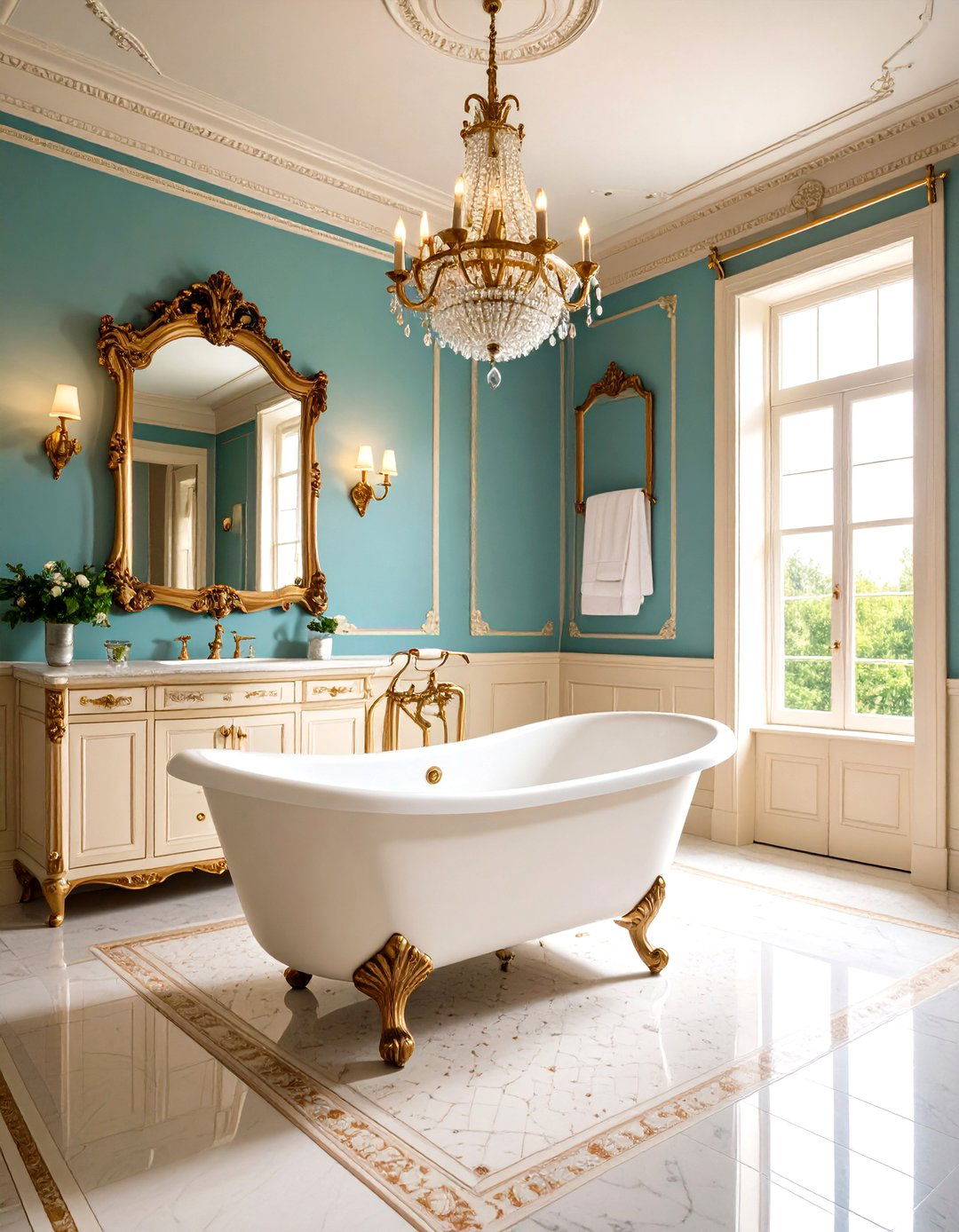 Vintage Victorian Windowless Bathroom with Ornate Details - 24 Windowless Bathroom Ideas