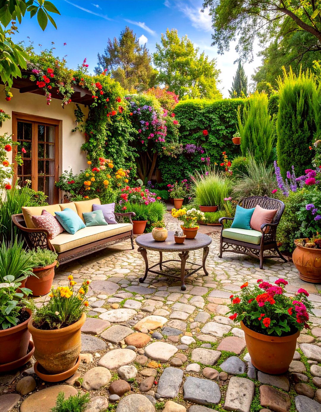 Vintage Weathered Finish Patio - 24 cobblestone patio ideas