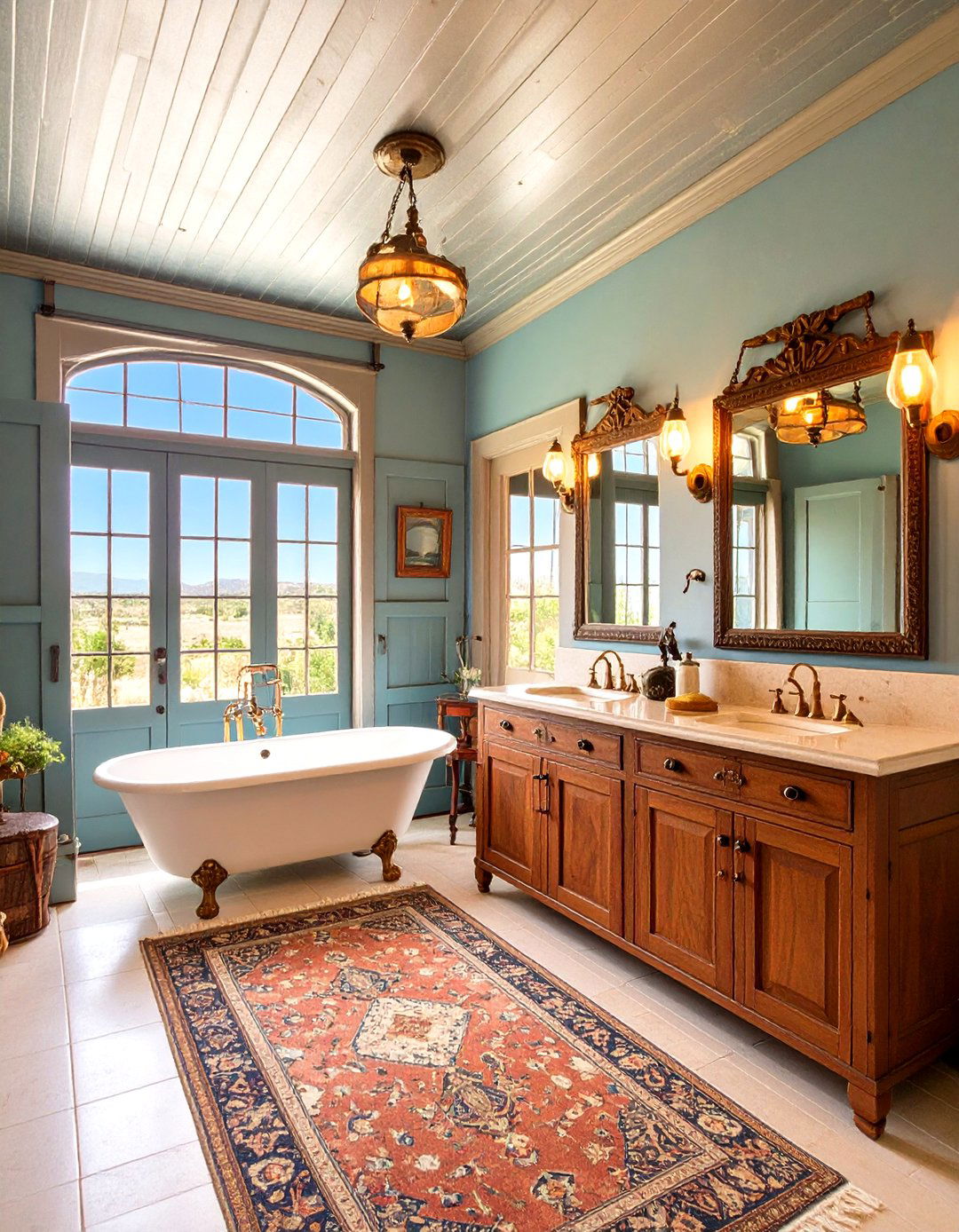 Vintage Western Saloon Bathroom with Swinging Doors - 24 Western Bathroom Ideas