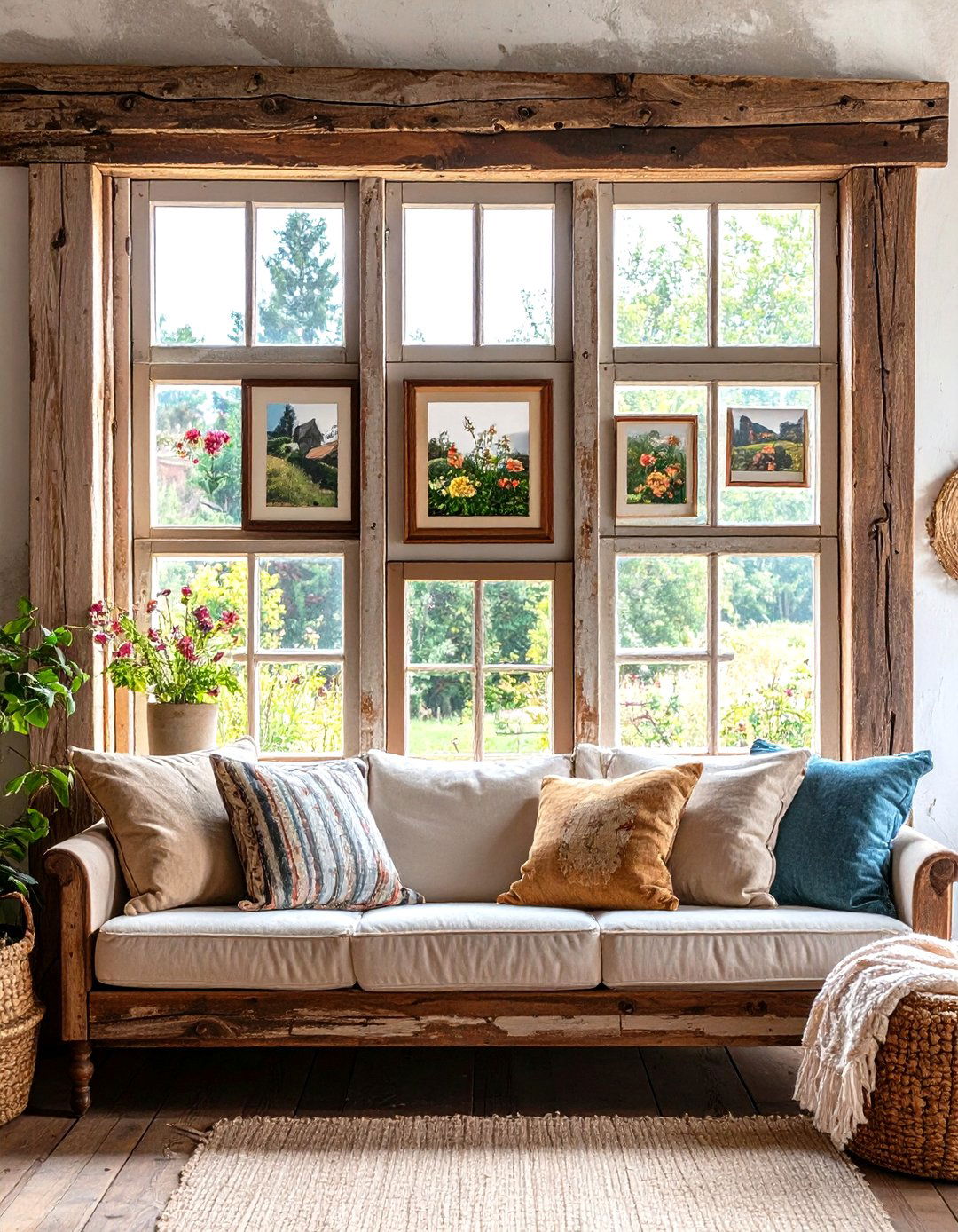 Vintage Window Frame Photo Displays - 24 Photo Wall Ideas