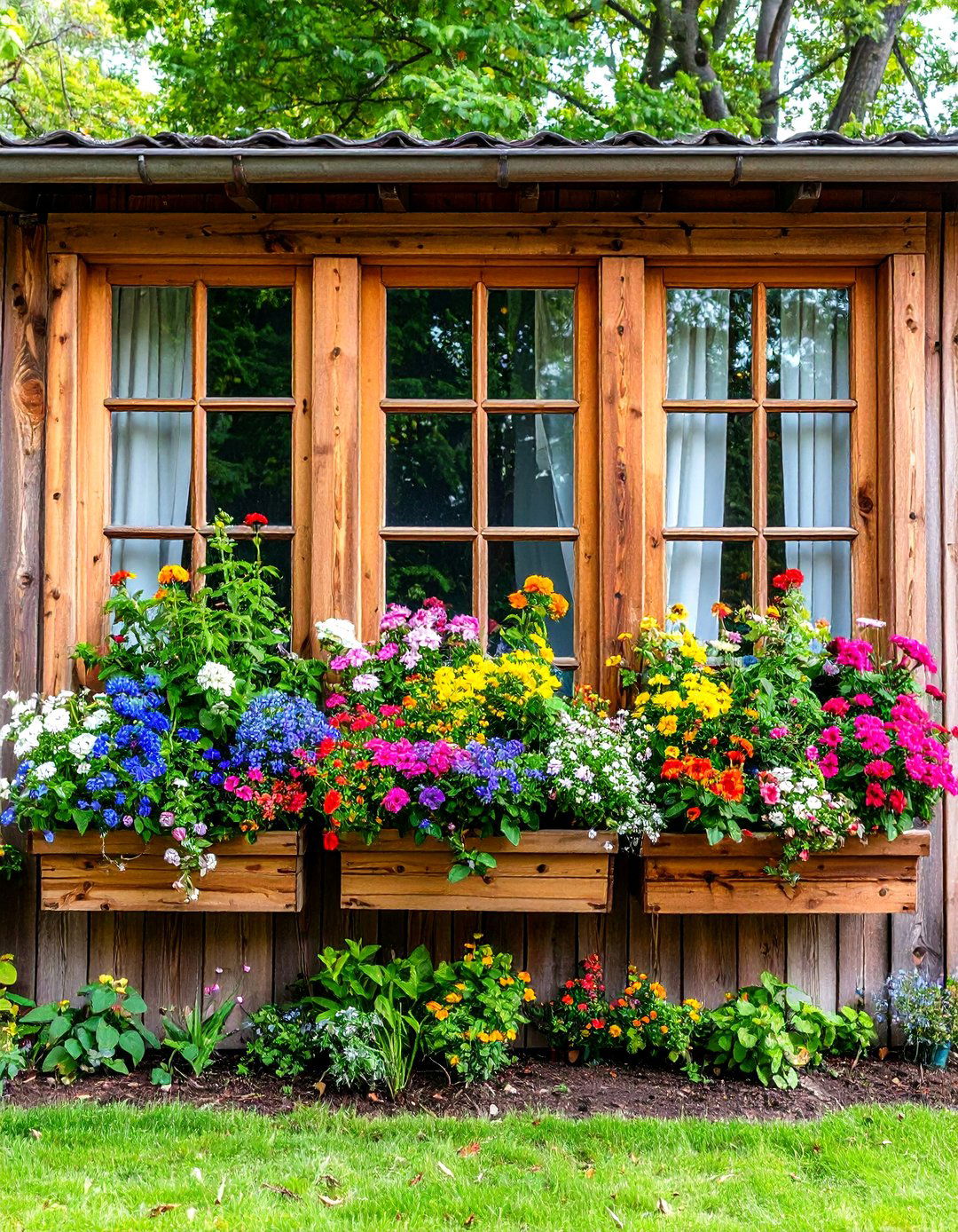Vintage Window Frame Planter Displays - 24 Outdoor Wall Decor Ideas