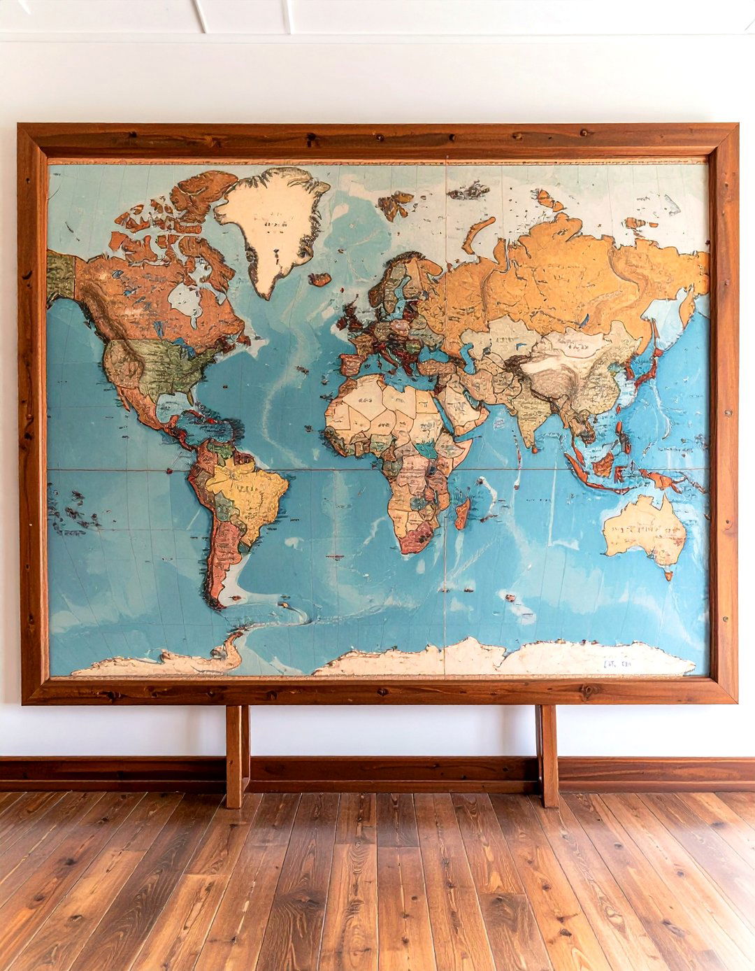 Vintage World Map Collection Display - 24 Wall Decor Ideas