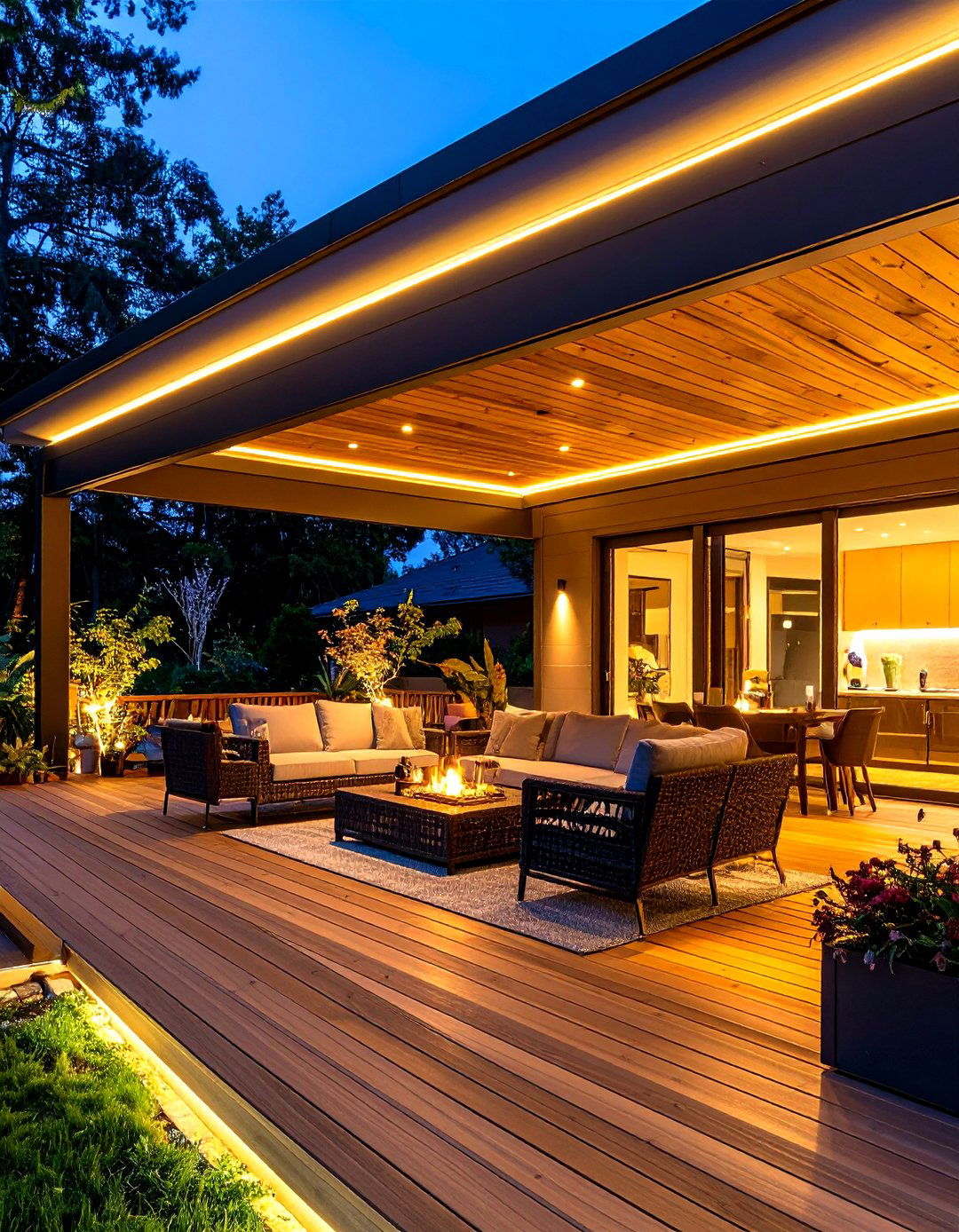 Vinyl Ceiling with Integrated LED Lighting Channels - 24 Vinyl Porch Ceiling Ideas