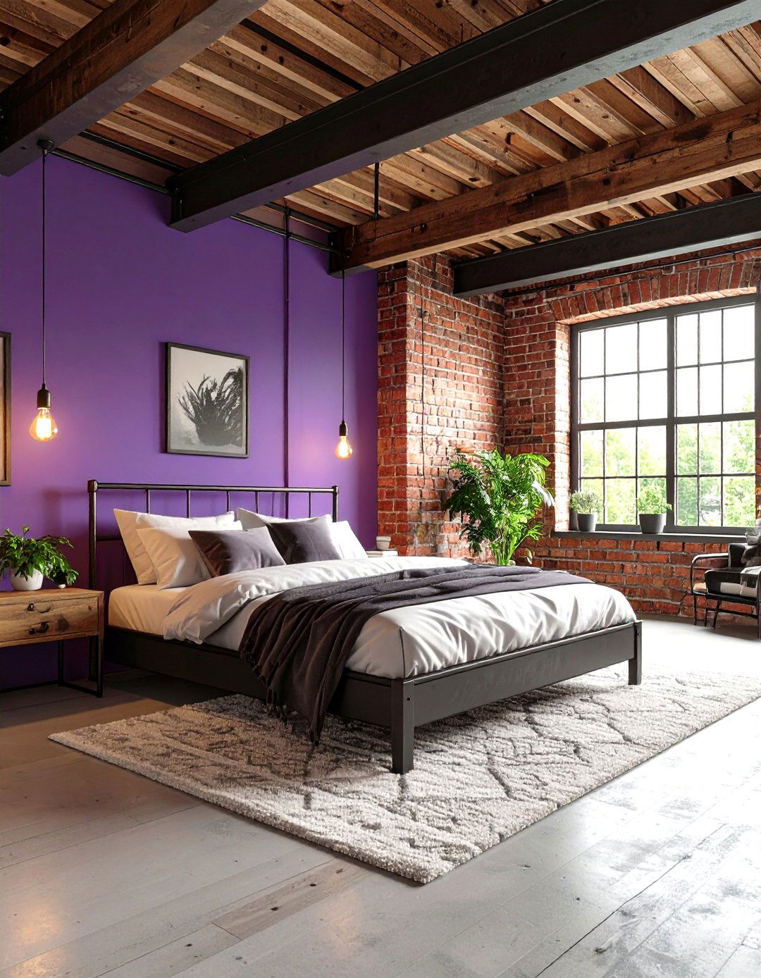 Violet Urban Loft Bedroom - 24 Purple Bedroom Ideas