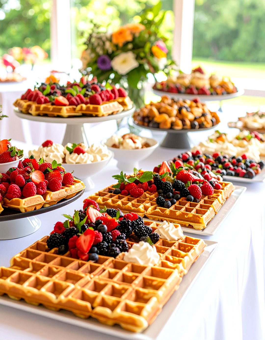 Waffle and Topping Bar - 24 Wedding Dessert Ideas