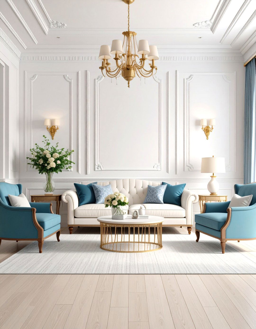 Wainscoting Wall Treatment Application - 24 Hamptons Living Room Ideas