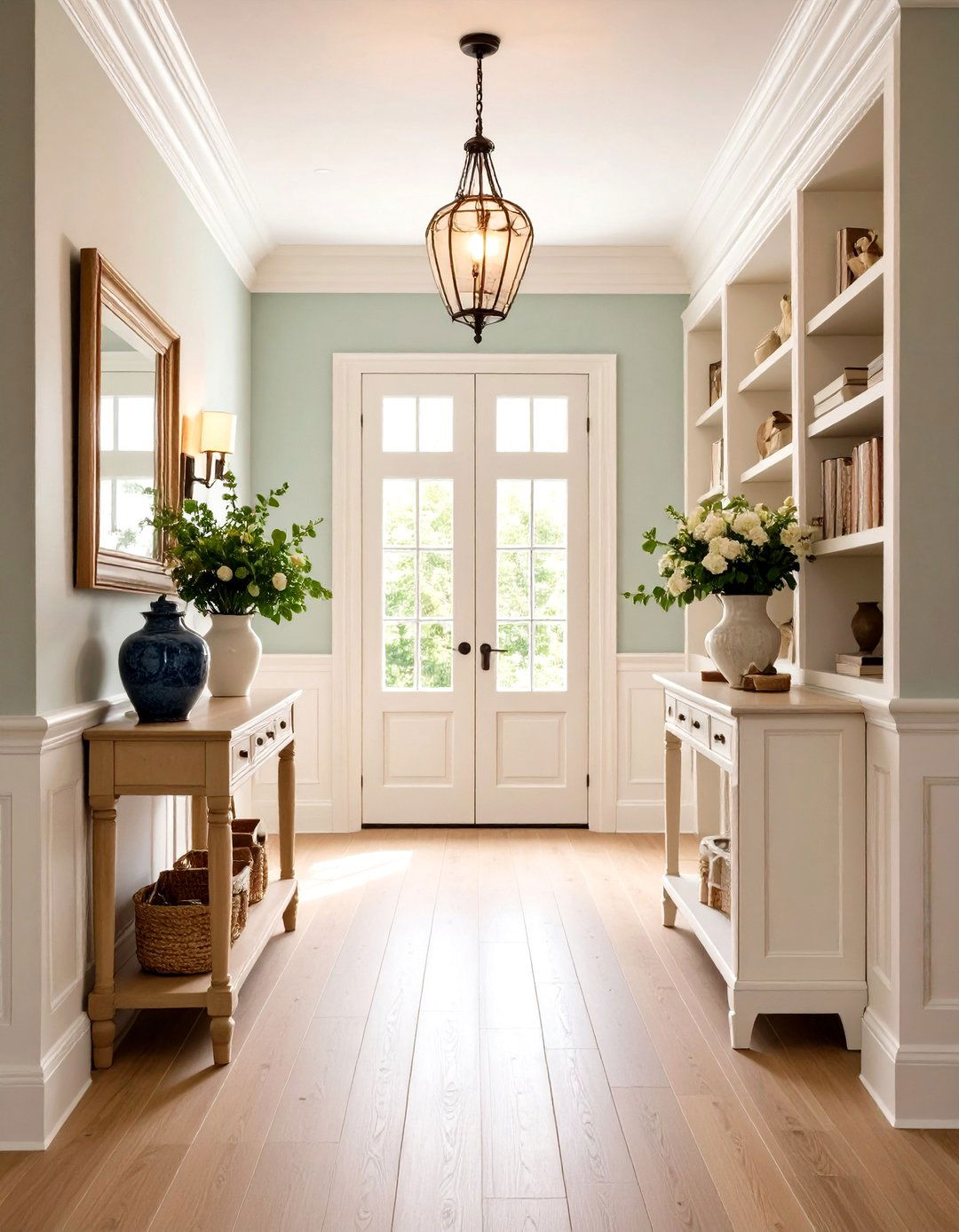 Wainscoting with Chair Rail Shelving - 24 Wainscoting Ideas