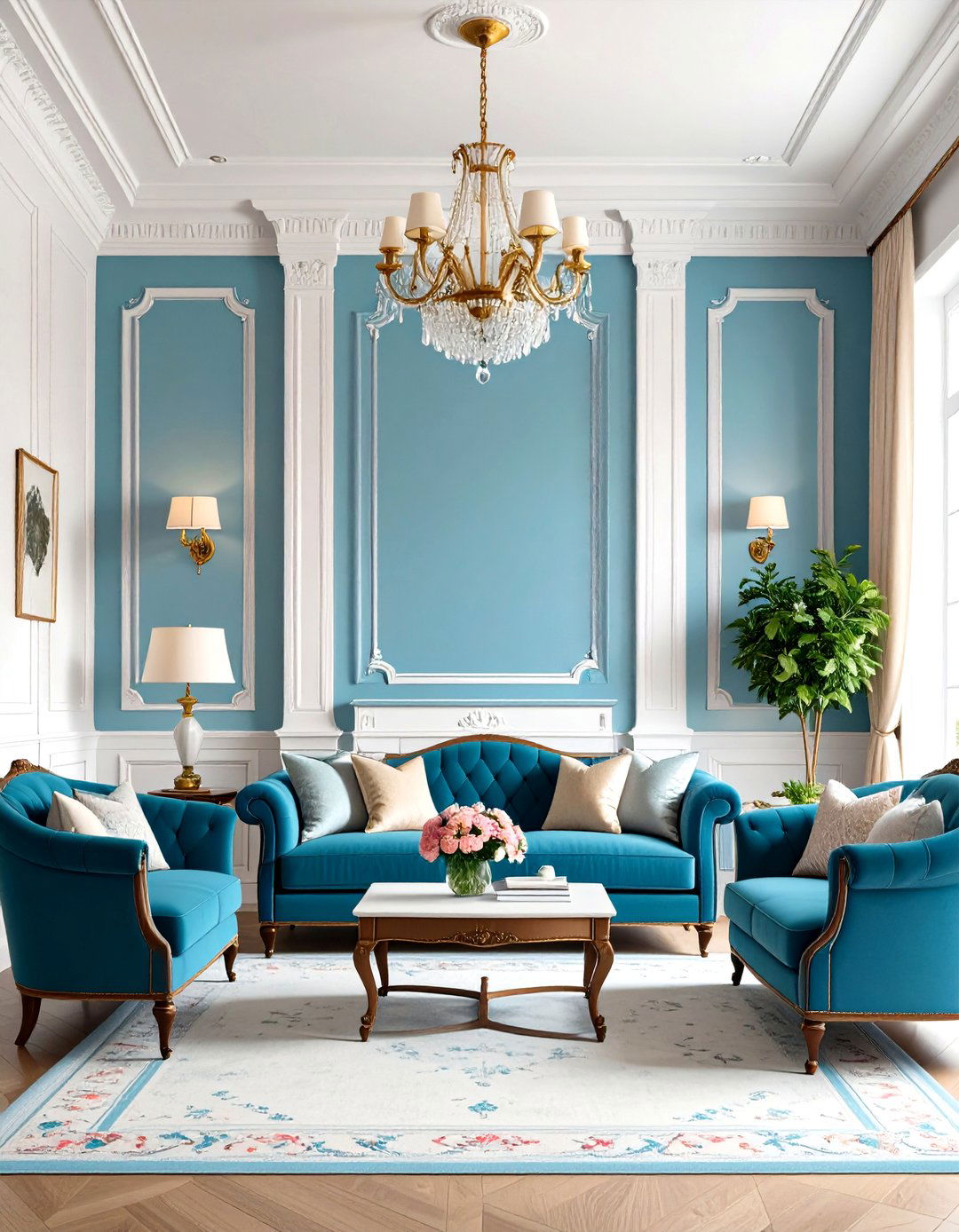 Wainscoting with Upper Color Block - 24 Tv Accent Wall Ideas
