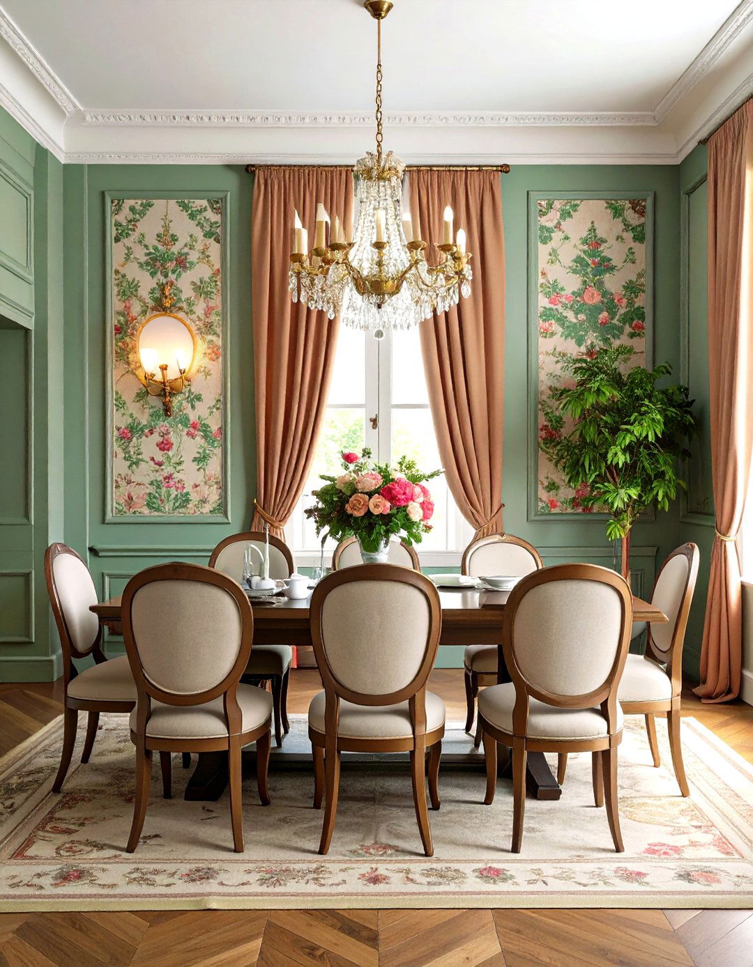 Wainscoting with Wallpaper Combination - 24 Dining Room Wainscoting Ideas