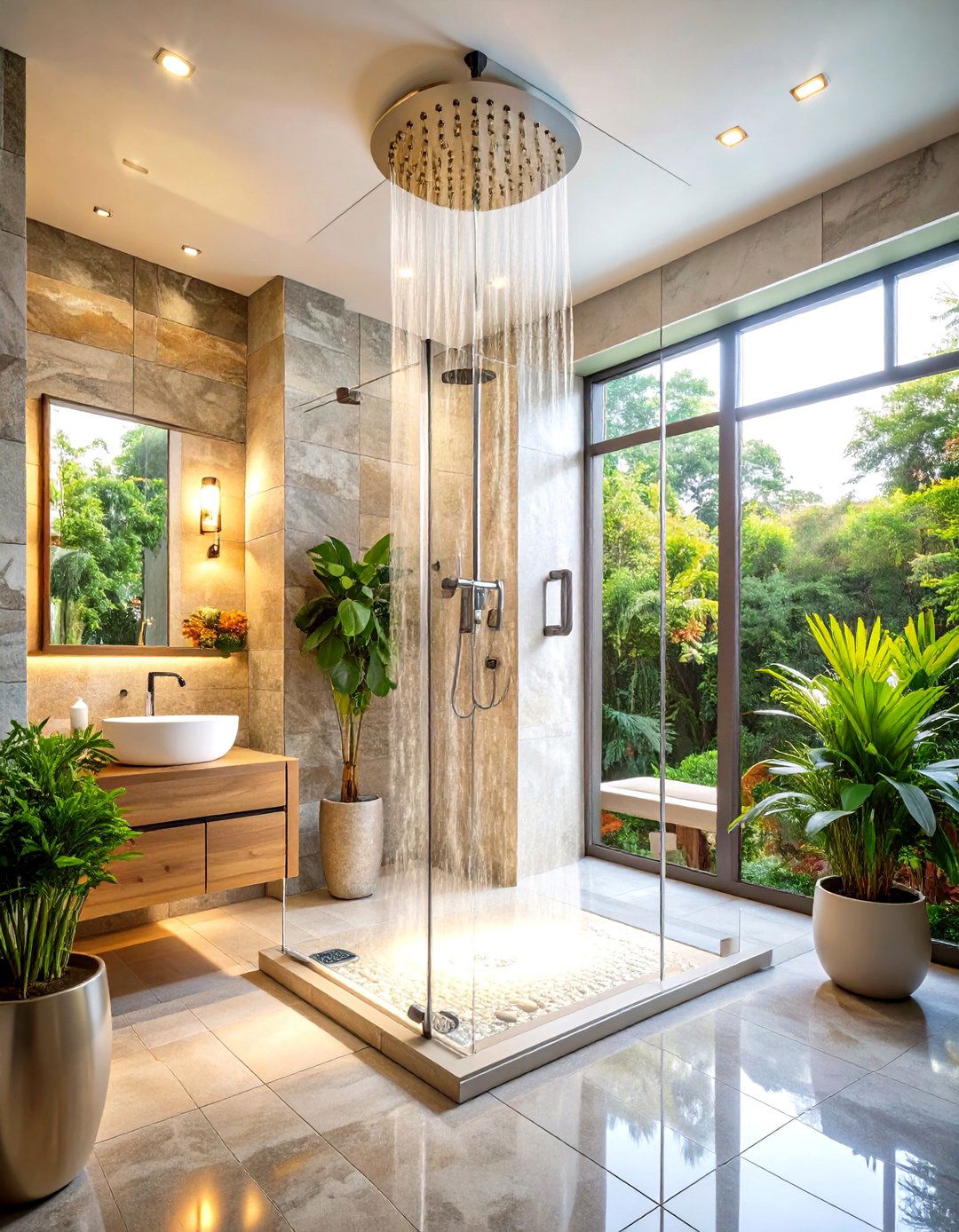 Walk In Shower Spa Experience - 24 Large Bathroom Ideas