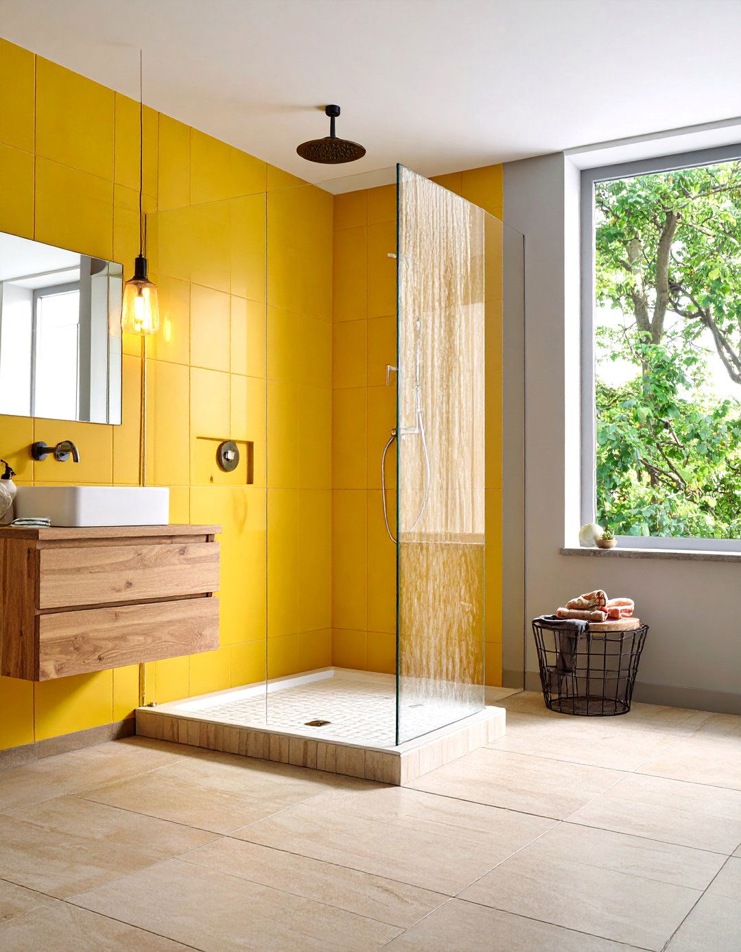 Walk In Shower with Linear Drain - 24 Minimalist Bathroom Ideas