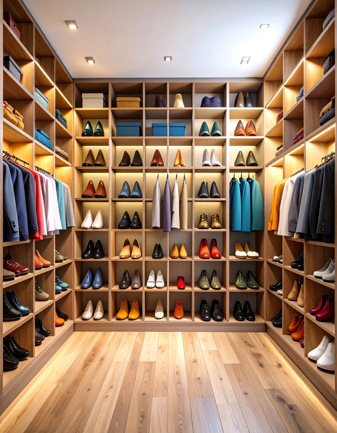 Walk in Closet with Shoe Display Wall - 24 Walk in Closet Ideas