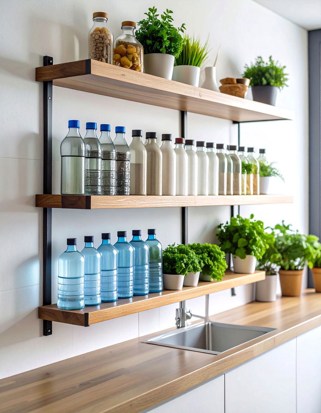 Wall Mounted Display Rack - 24 Water Bottle Storage Ideas