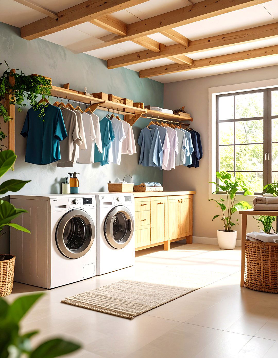 Wall Mounted Drying Rack Basement Laundry Integration - 24 basement laundry room ideas