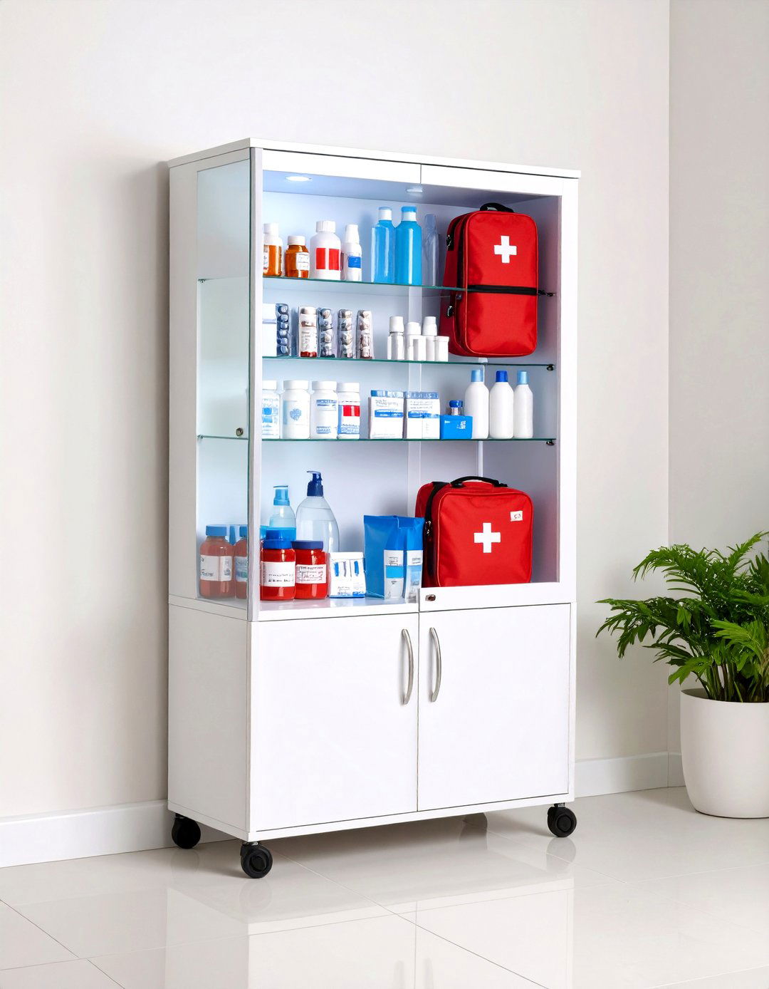 Wall Mounted First Aid Station with Emergency Access - 24 Medicine Storage Ideas